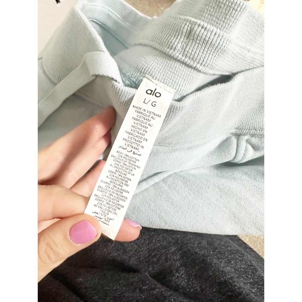 Alo Yoga Womens High Waist Free Time Straight Leg Sweatpants In Chalk Blue Large - Picture 4 of 4